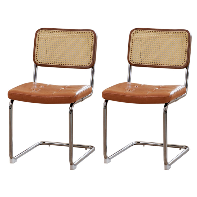 Upholstered Side Chair Modern Style Open Back Armless Chair with Chrome Base