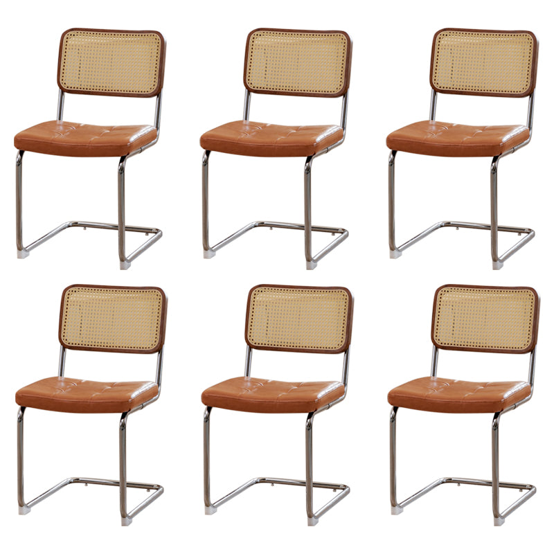 Upholstered Side Chair Modern Style Open Back Armless Chair with Chrome Base