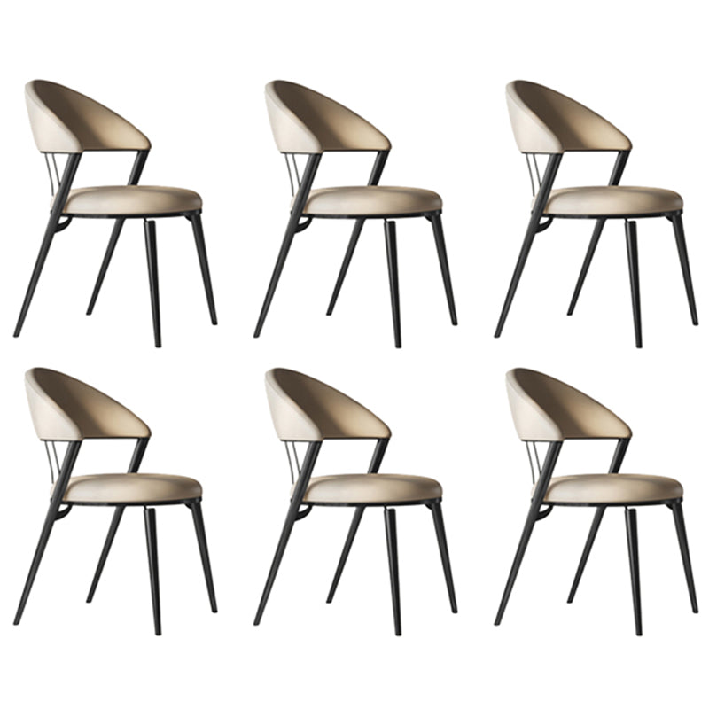 Upholstered Side Chair Nordic Style Open Back Armless Chair in Grey