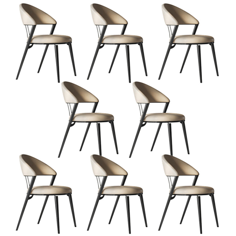 Upholstered Side Chair Nordic Style Open Back Armless Chair in Grey