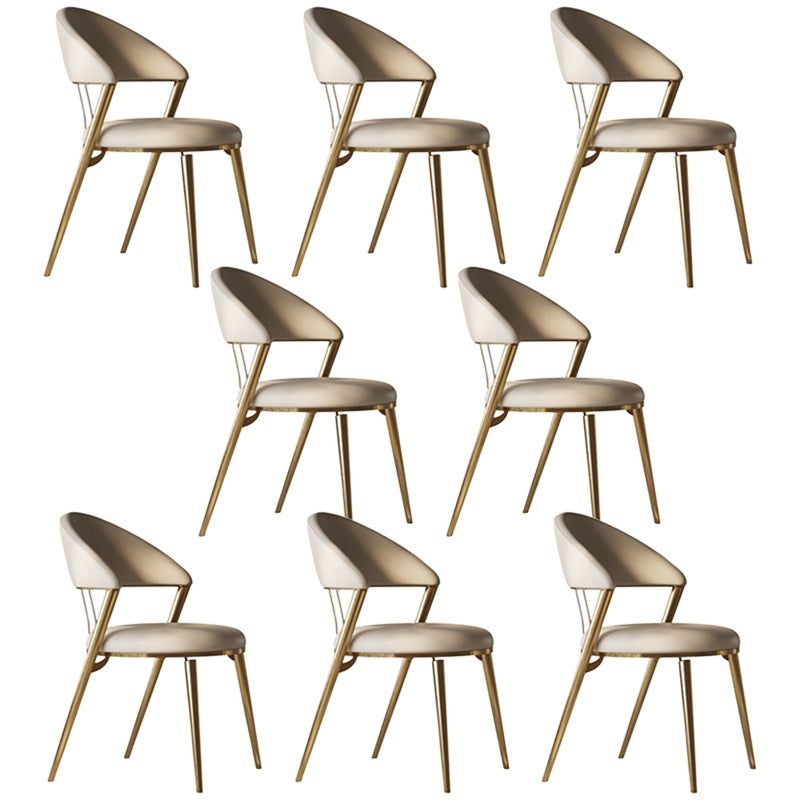Upholstered Side Chair Nordic Style Open Back Armless Chair in Grey
