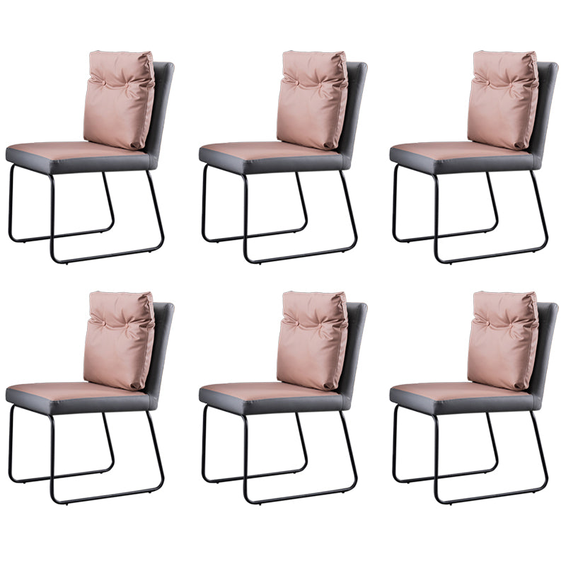 Industrial Kitchen Dining Chairs Faux Leather Side Chair with Black Legs