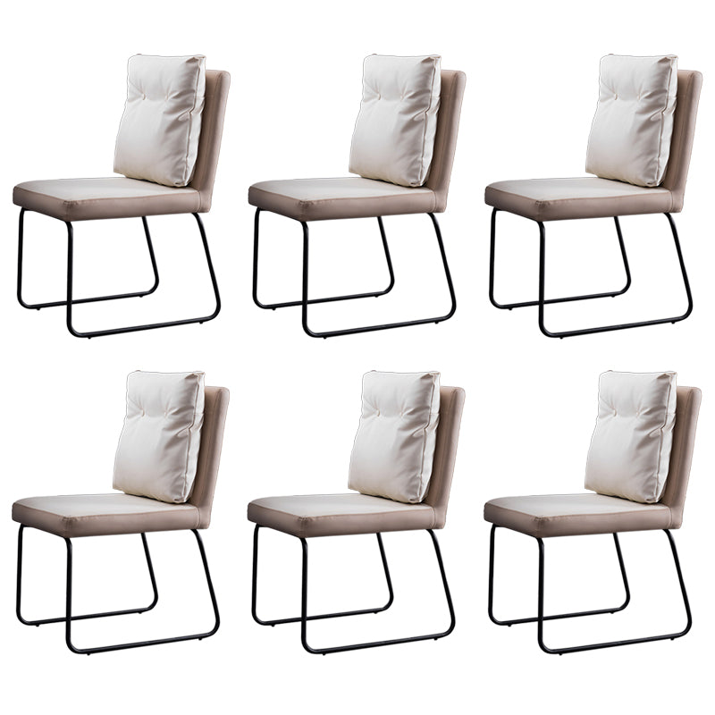 Industrial Kitchen Dining Chairs Faux Leather Side Chair with Black Legs