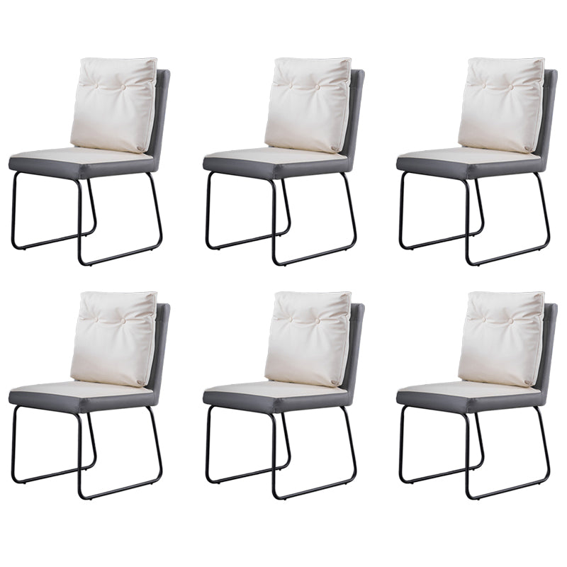 Industrial Kitchen Dining Chairs Faux Leather Side Chair with Black Legs