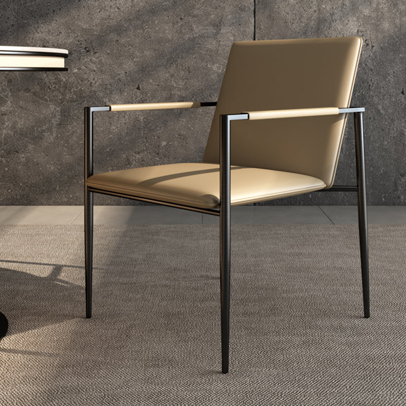 Industrial Upholstered Arm Chair Metal Legs Parsons Dining Chair