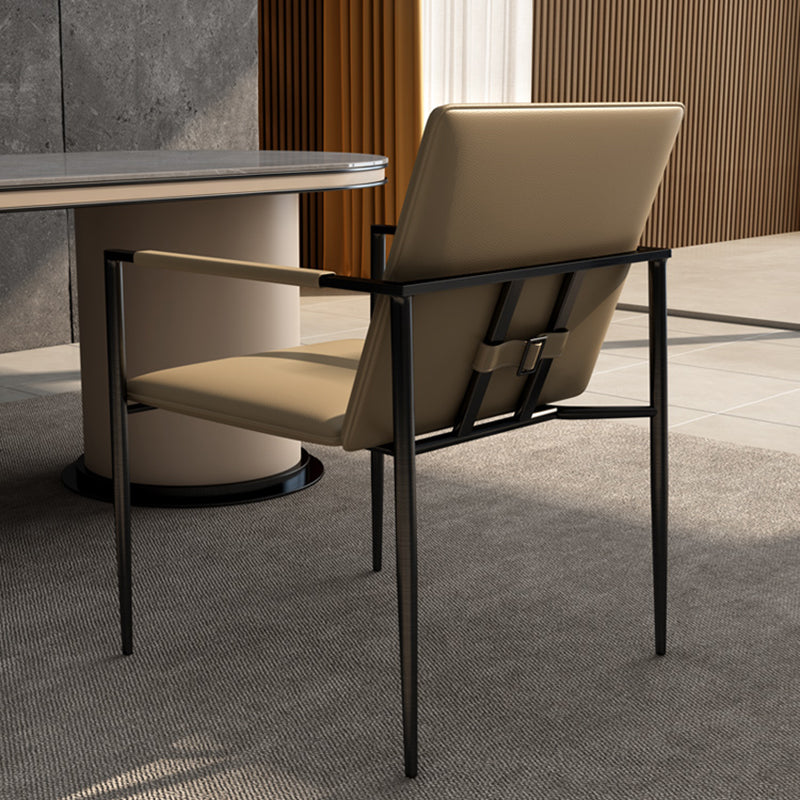 Industrial Upholstered Arm Chair Metal Legs Parsons Dining Chair