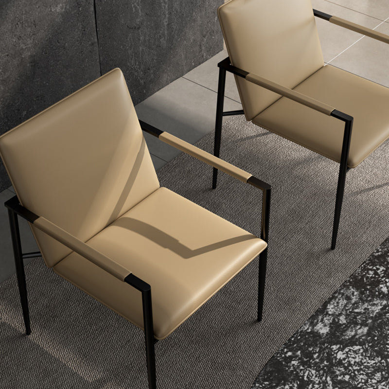 Industrial Upholstered Arm Chair Metal Legs Parsons Dining Chair