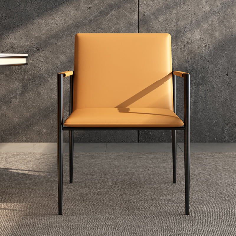 Industrial Upholstered Arm Chair Metal Legs Parsons Dining Chair