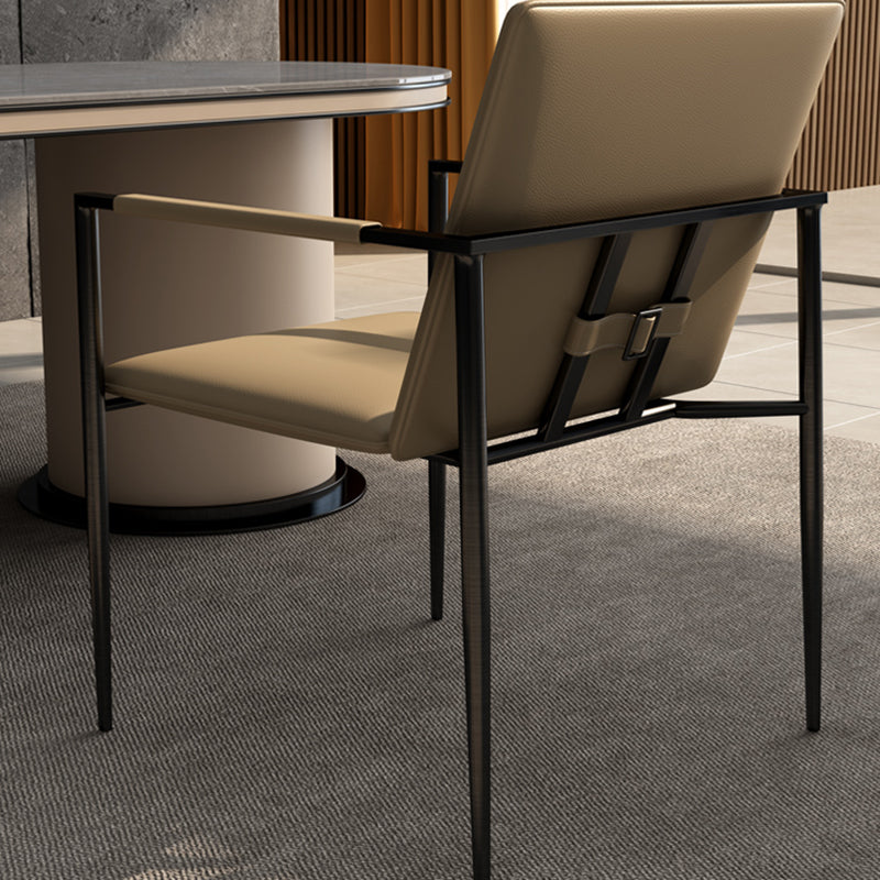Industrial Upholstered Arm Chair Metal Legs Parsons Dining Chair