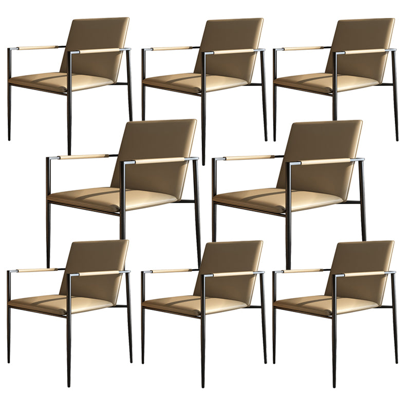 Industrial Upholstered Arm Chair Metal Legs Parsons Dining Chair