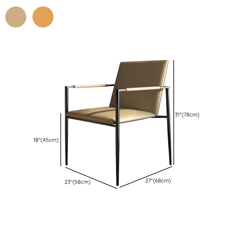 Industrial Upholstered Arm Chair Metal Legs Parsons Dining Chair