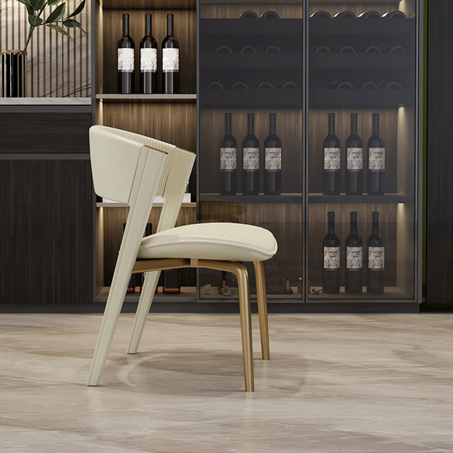 Dining Room Glam Side Chair Metal Legs Open Back Dining Armless Chair