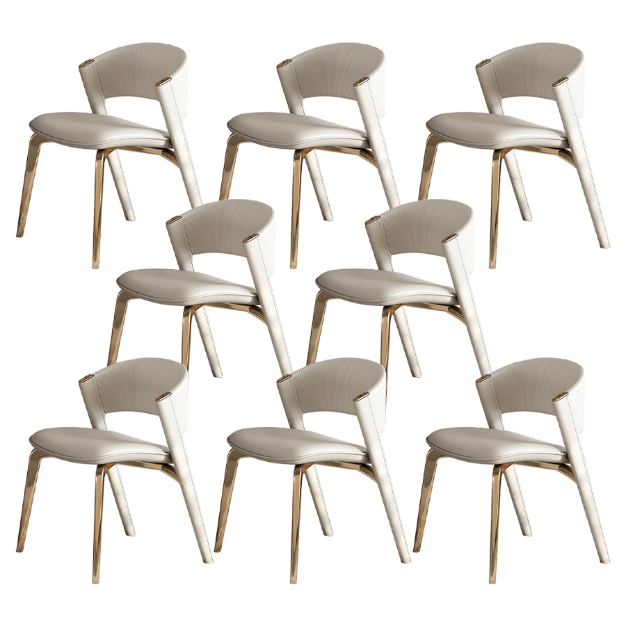 Dining Room Glam Side Chair Metal Legs Open Back Dining Armless Chair