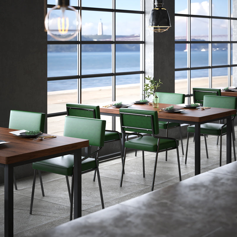 PU Leather Dining Chairs Industrial Style Open Back Armless Chair for Dining Room