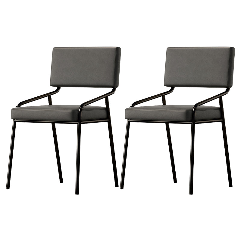 PU Leather Dining Chairs Industrial Style Open Back Armless Chair for Dining Room