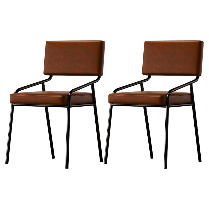 PU Leather Dining Chairs Industrial Style Open Back Armless Chair for Dining Room