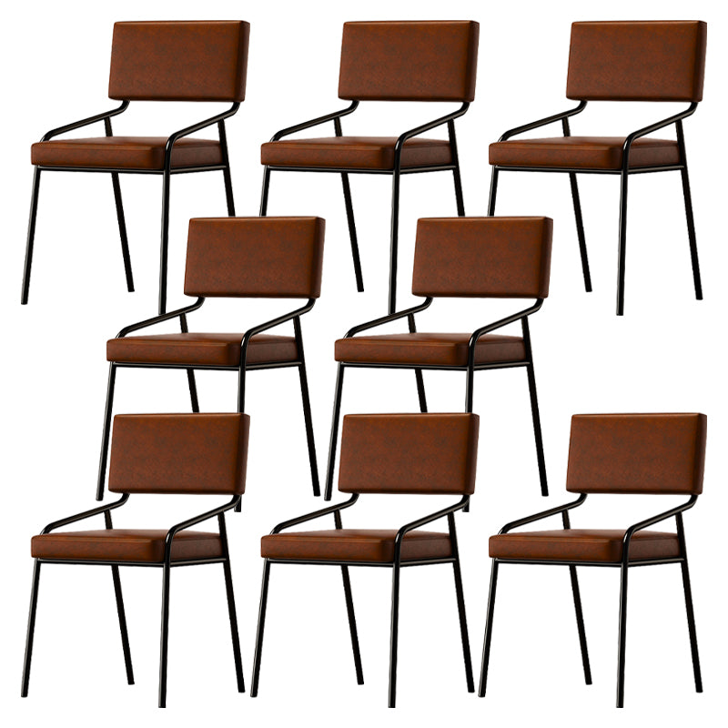 PU Leather Dining Chairs Industrial Style Open Back Armless Chair for Dining Room