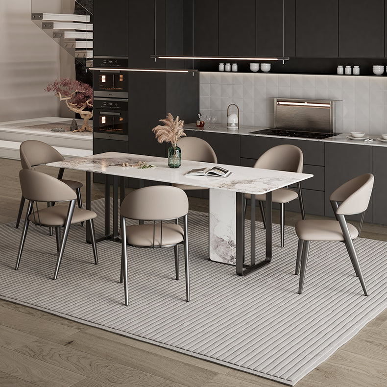 Contemporary Upholstered Armless Chair Home Metal Dining Chair