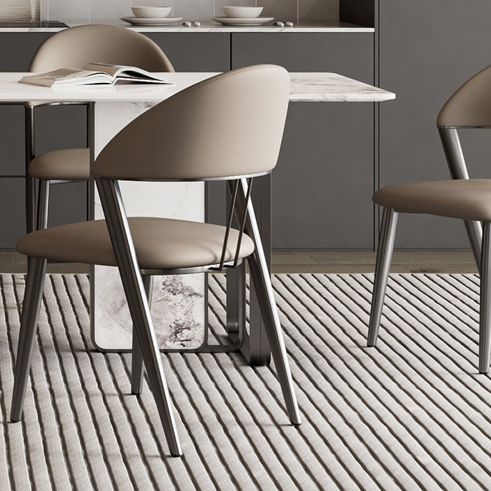 Contemporary Upholstered Armless Chair Home Metal Dining Chair