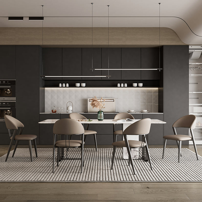Contemporary Upholstered Armless Chair Home Metal Dining Chair
