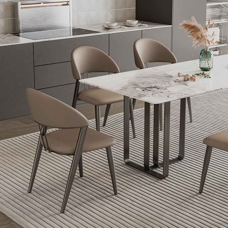 Contemporary Upholstered Armless Chair Home Metal Dining Chair