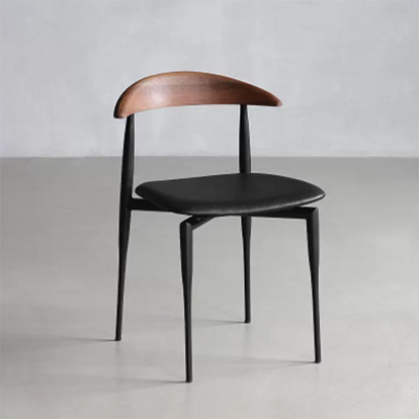 Industrial Upholstered Armless Chair Black Legs Kitchen Open Back Dining Chair