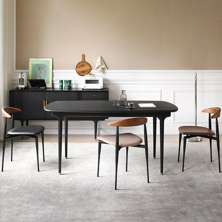 Industrial Upholstered Armless Chair Black Legs Kitchen Open Back Dining Chair