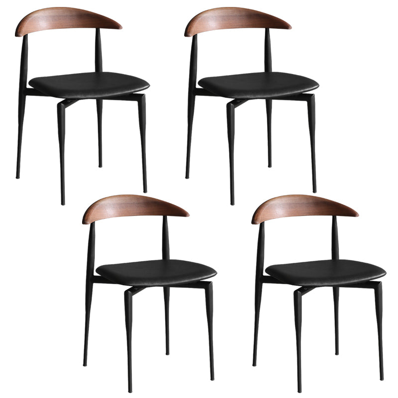 Industrial Upholstered Armless Chair Black Legs Kitchen Open Back Dining Chair