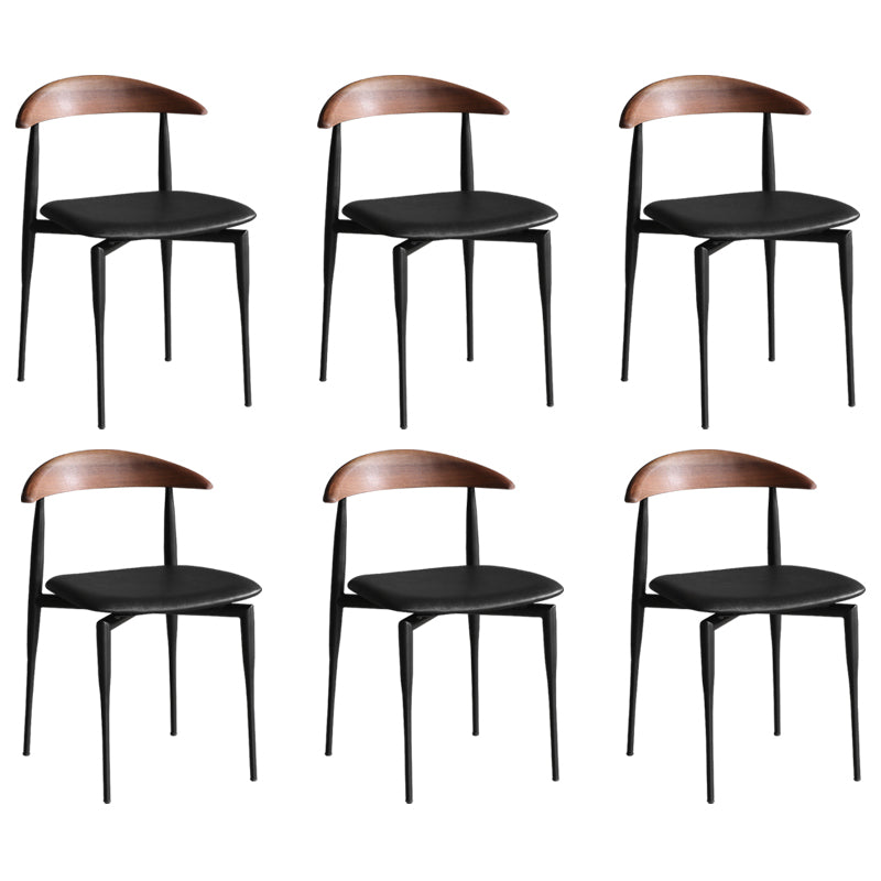 Industrial Upholstered Armless Chair Black Legs Kitchen Open Back Dining Chair