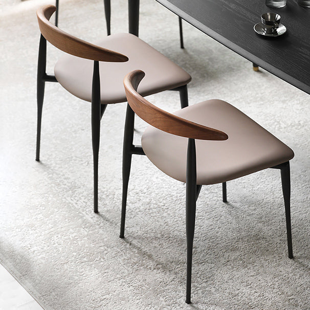 Industrial Upholstered Armless Chair Black Legs Kitchen Open Back Dining Chair