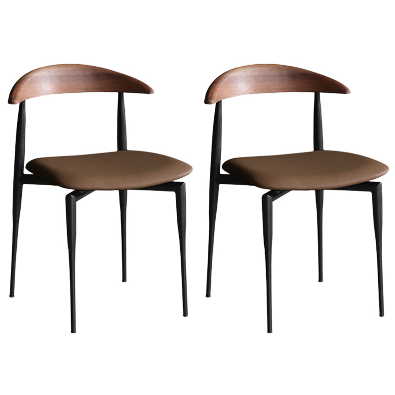 Industrial Upholstered Armless Chair Black Legs Kitchen Open Back Dining Chair