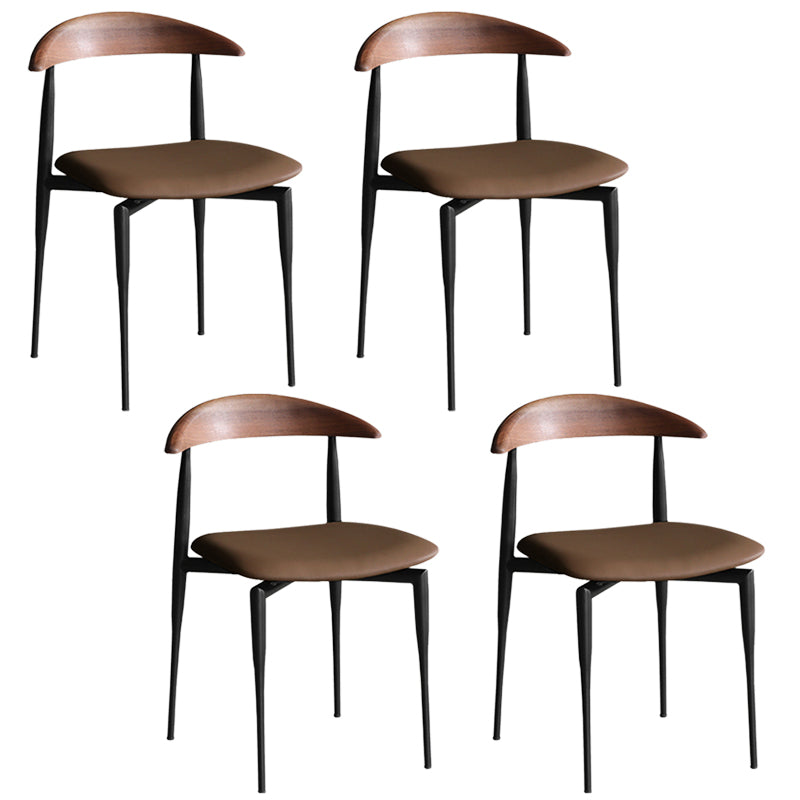 Industrial Upholstered Armless Chair Black Legs Kitchen Open Back Dining Chair