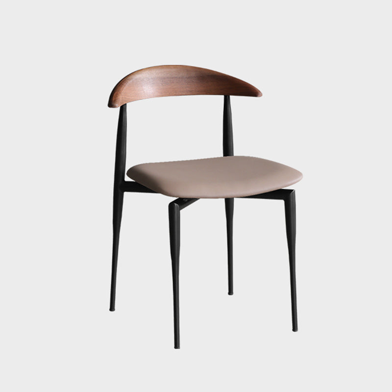 Industrial Upholstered Armless Chair Black Legs Kitchen Open Back Dining Chair