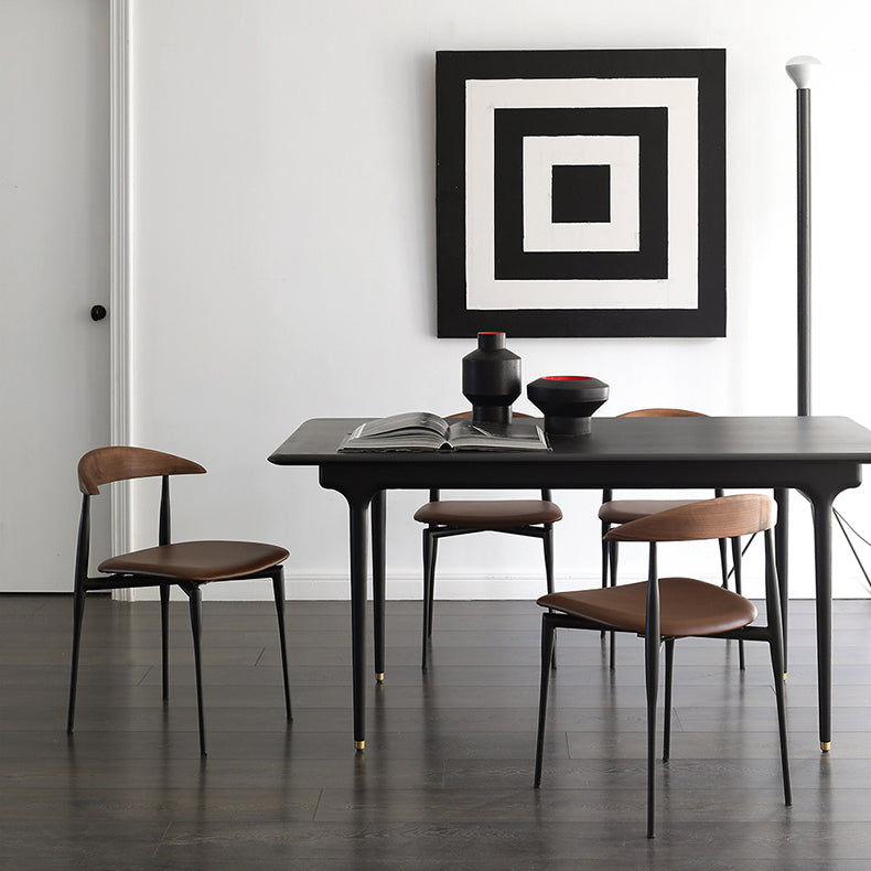 Industrial Upholstered Armless Chair Black Legs Kitchen Open Back Dining Chair