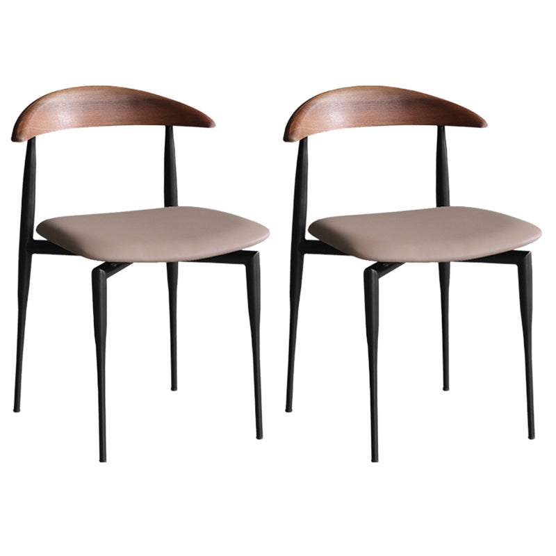 Industrial Upholstered Armless Chair Black Legs Kitchen Open Back Dining Chair