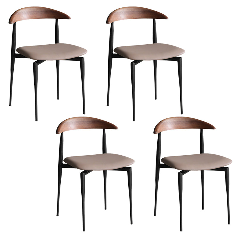 Industrial Upholstered Armless Chair Black Legs Kitchen Open Back Dining Chair