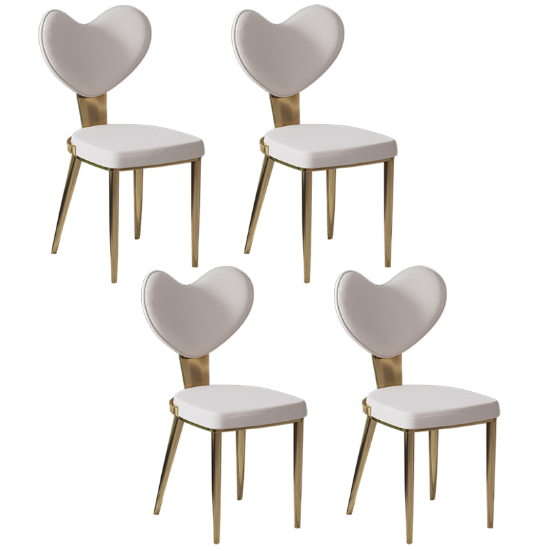 Faux Leather Kitchen Dining Chairs Glam Side Chairs with Metal Base