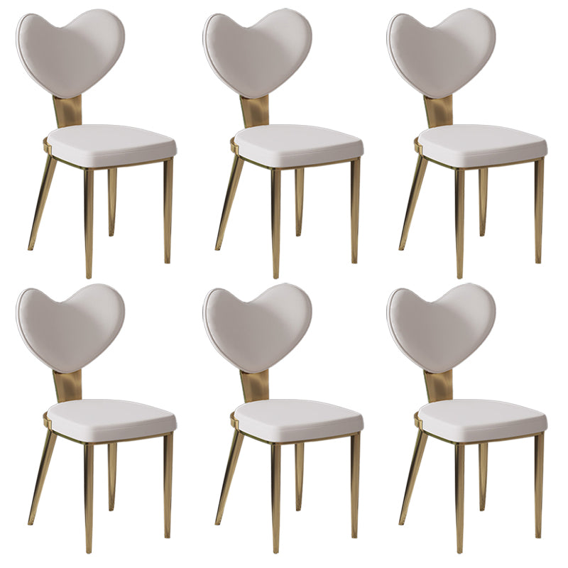 Faux Leather Kitchen Dining Chairs Glam Side Chairs with Metal Base