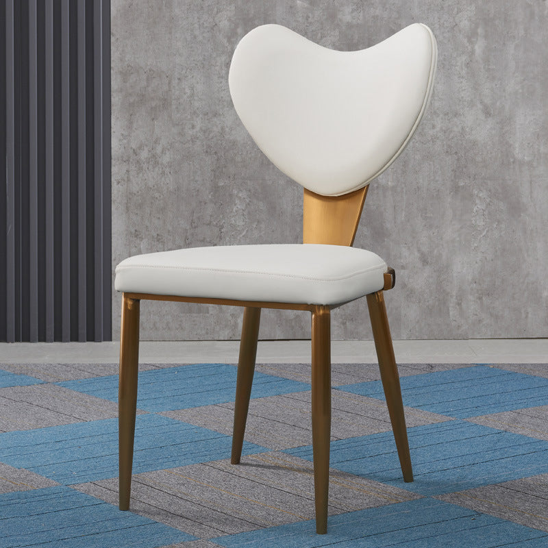 Faux Leather Kitchen Dining Chairs Glam Side Chairs with Metal Base