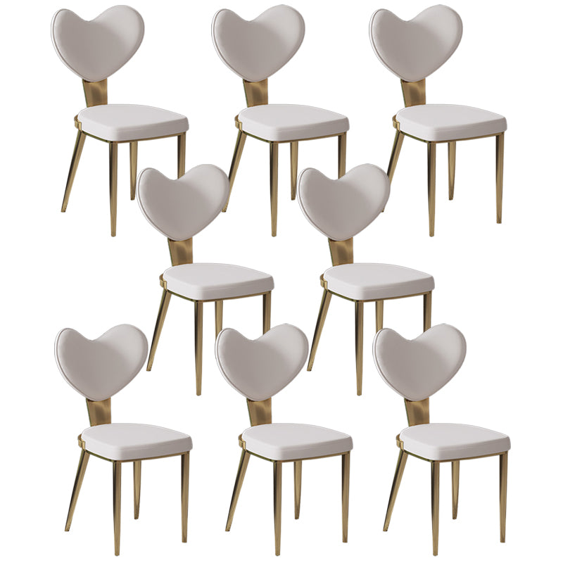 Faux Leather Kitchen Dining Chairs Glam Side Chairs with Metal Base