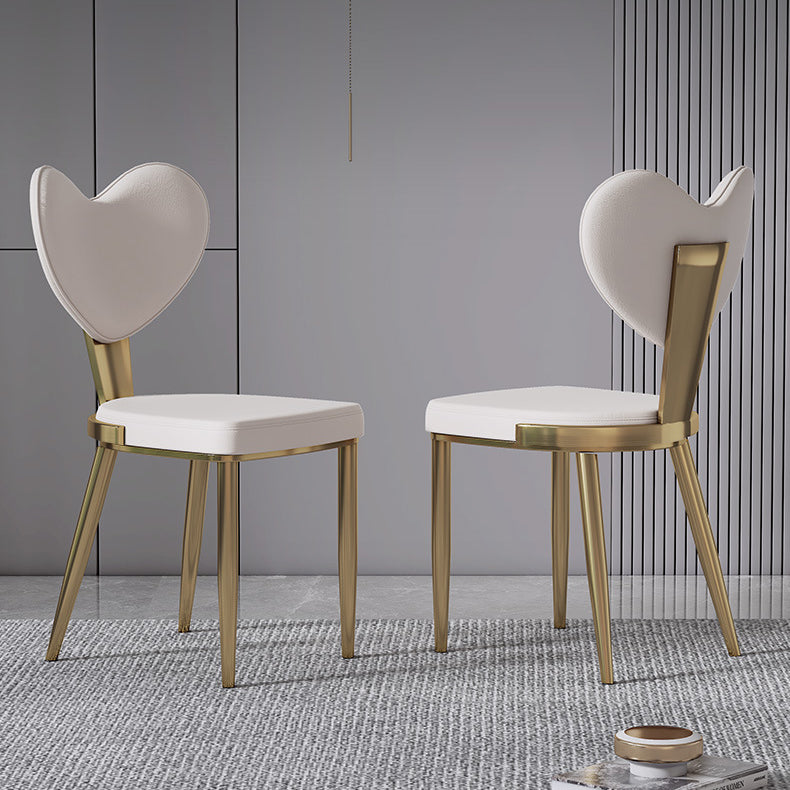 Faux Leather Kitchen Dining Chairs Glam Side Chairs with Metal Base