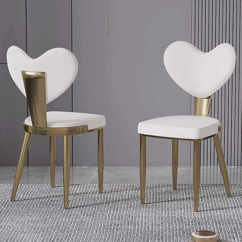 Faux Leather Kitchen Dining Chairs Glam Side Chairs with Metal Base