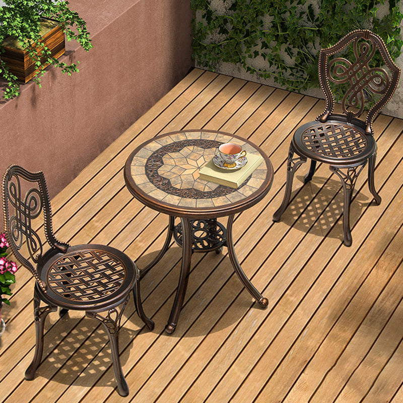 Aluminum Side Table Industrial Round Rust Resistant Patio Table