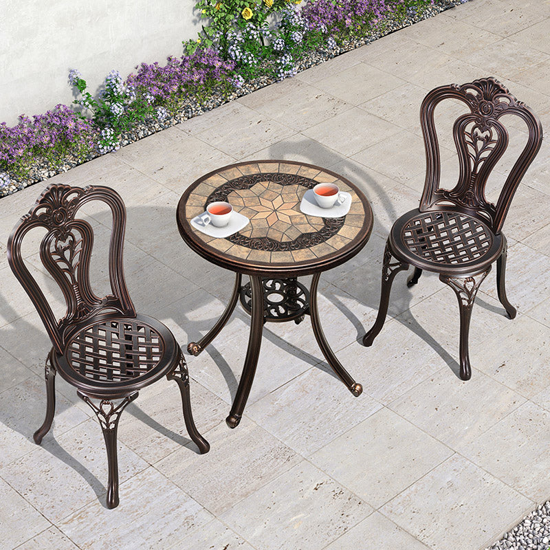 Aluminum Side Table Industrial Round Rust Resistant Patio Table