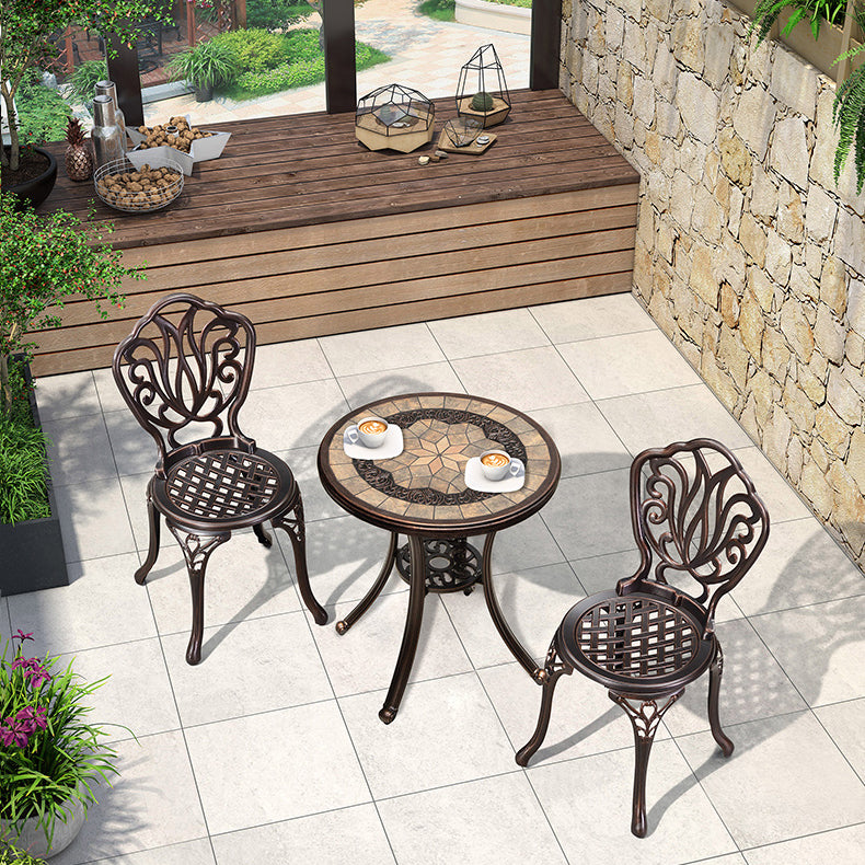Aluminum Side Table Industrial Round Rust Resistant Patio Table