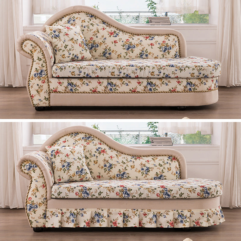 Traditional One Armed Accent Chair Fabric Rolled Arms Chaise