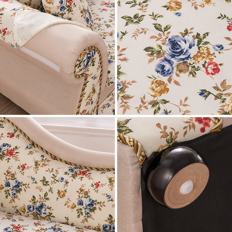 Traditional One Armed Accent Chair Fabric Rolled Arms Chaise