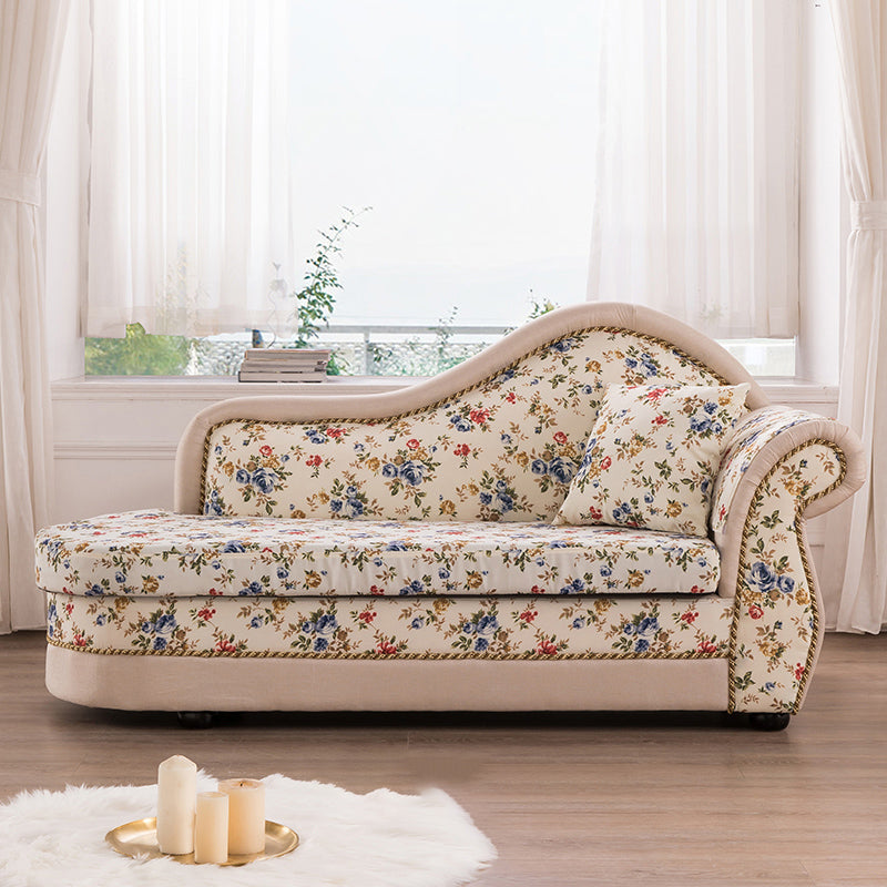 Traditional One Armed Accent Chair Fabric Rolled Arms Chaise