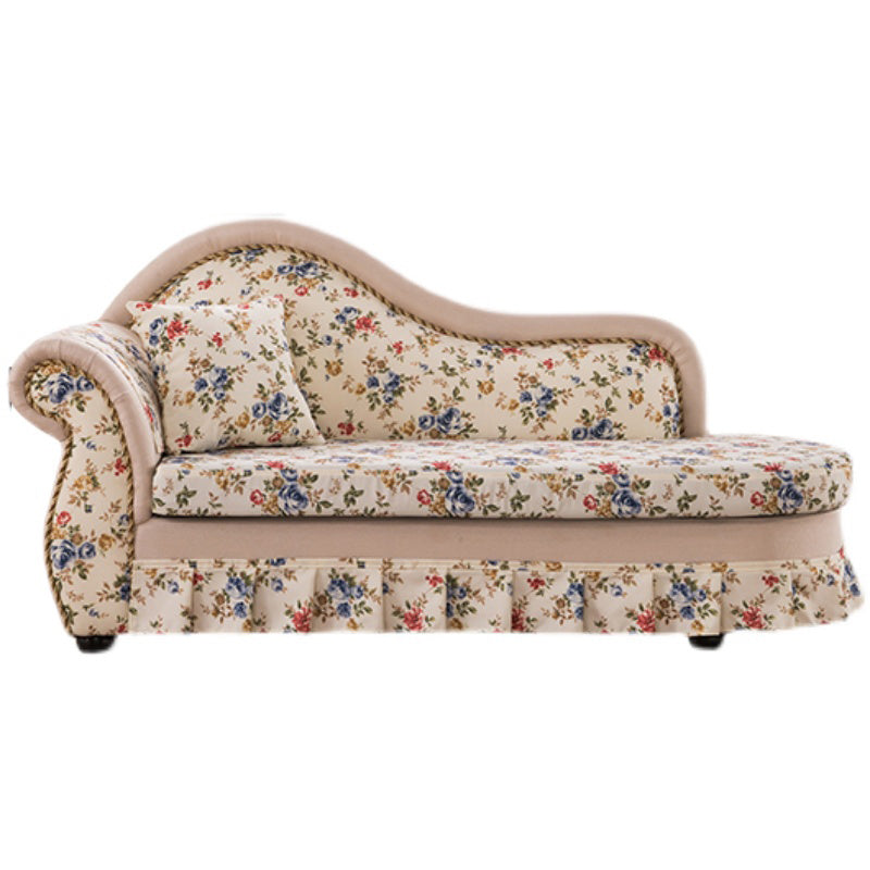 Traditional One Armed Accent Chair Fabric Rolled Arms Chaise