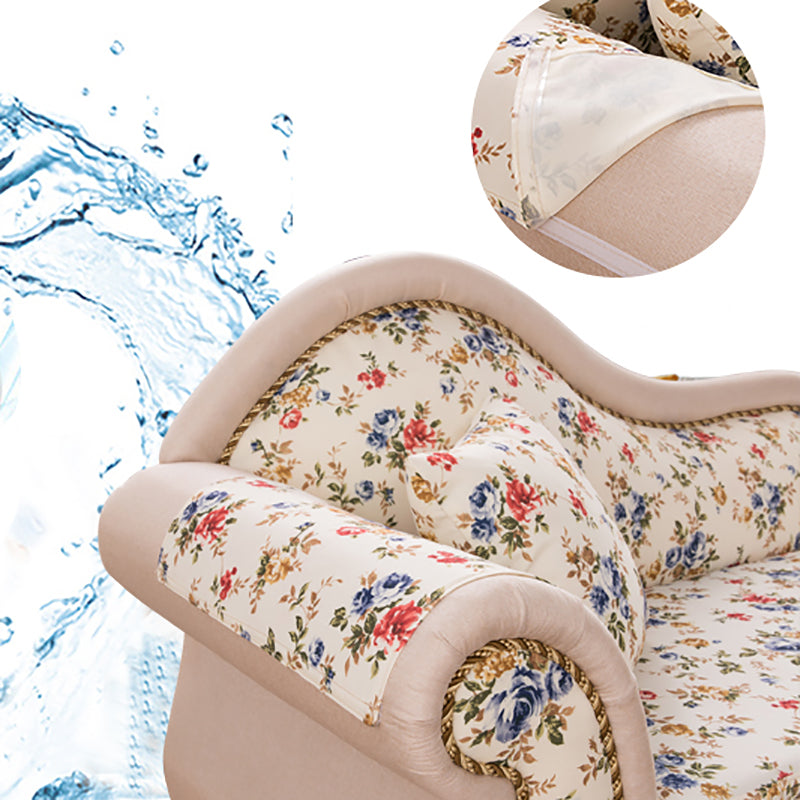 Traditional One Armed Accent Chair Fabric Rolled Arms Chaise